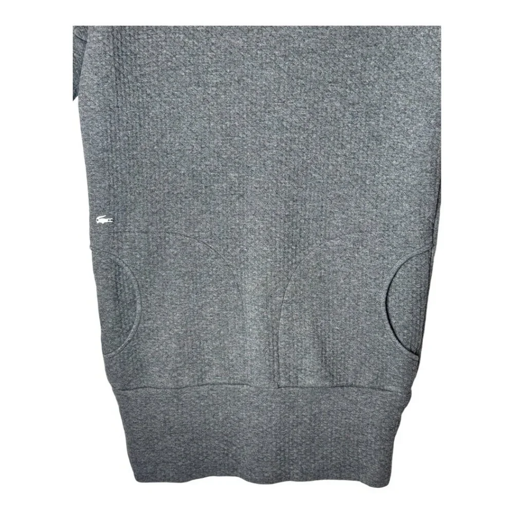 Lacoste Dress Women XS Gray Quilted Cowl Neck Marcassin‎ Sweatshirt Mini Preppy